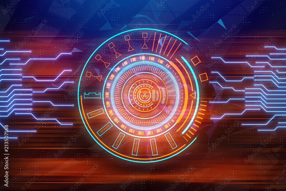 Poster abstract circuit board and button