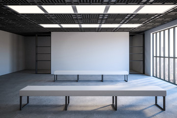 mockup wall in gallery hall