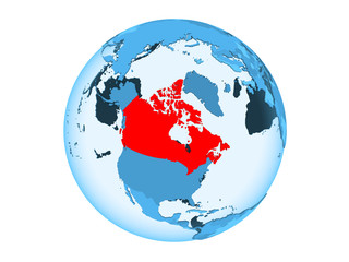 Canada on blue globe isolated