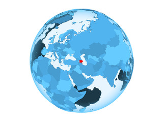 Azerbaijan on blue globe isolated
