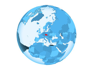 Czech republic on blue globe isolated