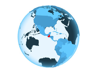 Guatemala on blue globe isolated