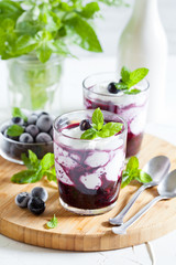 Homemade Yogurt With Crushed Blueberries
