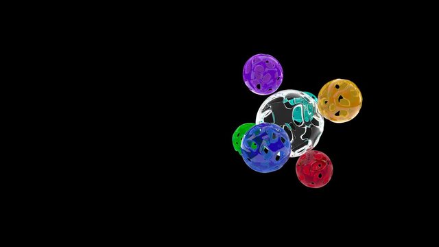 Abstract colour balls on black able to loop