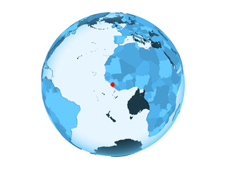 Sierra Leone on blue globe isolated