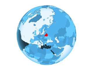 Belarus on blue globe isolated