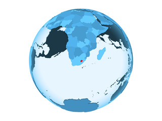 Lesotho on blue globe isolated