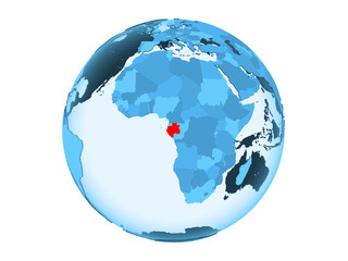 Gabon on blue globe isolated