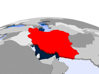 Fototapeta premium Iran on political globe