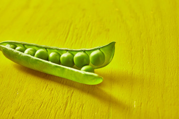 Fresh green peas close up
