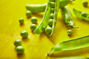 Fresh green peas close up