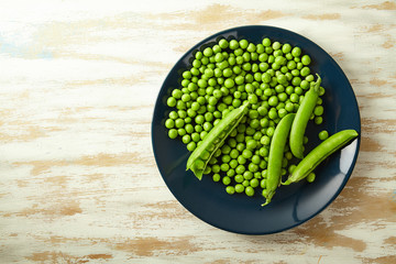 Fresh green peas close up