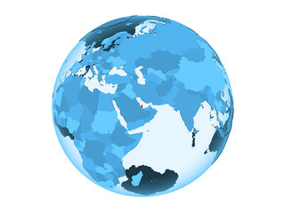 Qatar on blue globe isolated
