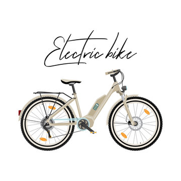 Electric City Bike Vector Illustration Isolated On White Background