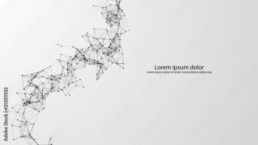 Poster Abstract connecting dots and lines. Vector technology background. Global network connection.