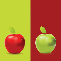 Two colored background with green apple