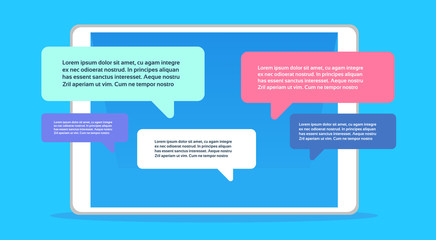 Mobile application chat interface message notifications bubble copy space flat horizontal vector illustration