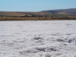 salt particles at salt lake in turkey