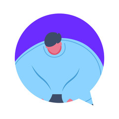 thick man chat bubble avatar character isolated male cartoon portrait flat vector illustration