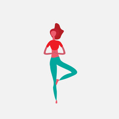 woman doing yoga exercises cartoon character sportswoman activities isolated healthy lifestyle concept full length flat vector illustration