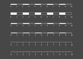 Map scales graphics for measuring distances. Scale measure map vector. Latitude and longitude distance