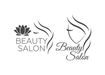 Beautiful woman vector logo template for hair salon. Logo vector cosmetic procedures, spa center