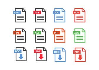 PDF File download icon. Document text, symbol web format information. Pdf icon