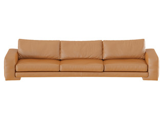Triple leather sofa on a white background