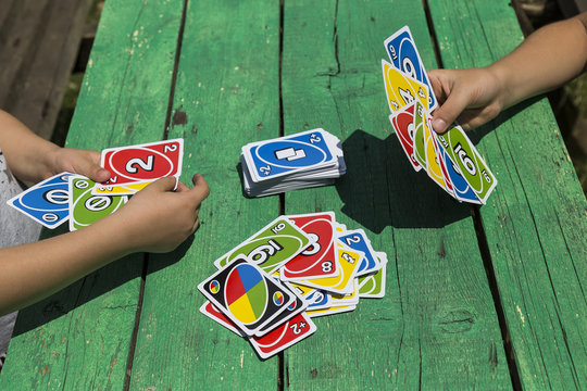 color card game for children. play with number cards in the preschool. 