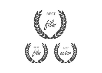 Circular laurel foliate and wheat wreaths. Film Awards, gold award