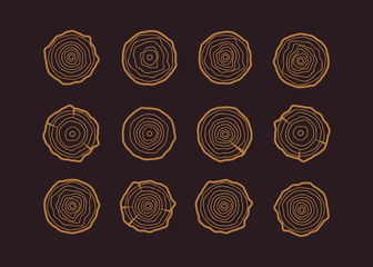 Tree rings background. Saw cut tree trunk texture. Wood texture vector
