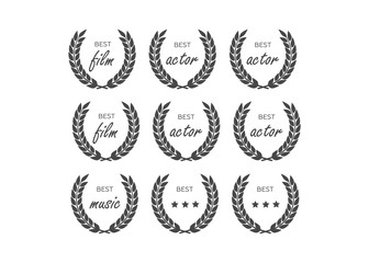 Obraz premium Circular vector winner emblems. Laurel wreaths and ribbon rosettes vector