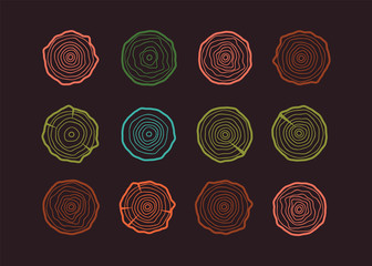 Annual tree growth rings logo. Abstract circle tree background