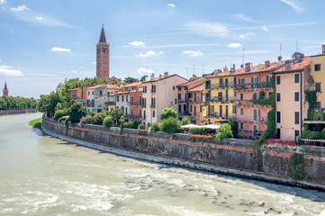 A view toward church Santa Anastasia in Verona