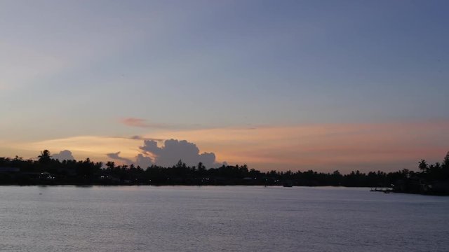 Twilight at Tapi or Tapee river in Surat Thani Province southern of Thailand.