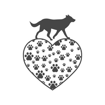 The dog's track in the heart icon