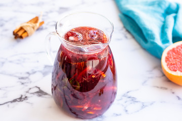 Red wine sangria with citruses, cinnamon and mint.