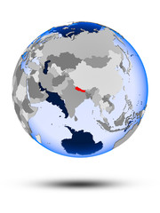 Nepal on globe