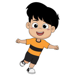 kid won the football match.Vector and illustration.