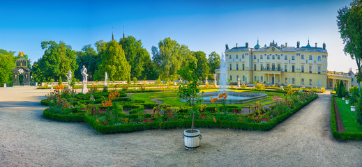 Panorama of  the Branicki Palace gardens. Bialystok, podlaskie, Poland.