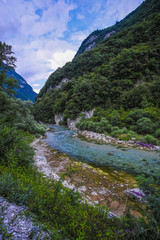 Fototapeta na wymiar Alpine landscape with the image of Piave river