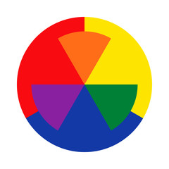 RYB color wheel (red, yellow, blue; this color system is used by artists). Primary and secondary colors. Complementary colors are opposite each other. EPS8 vector.