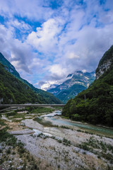 Alpine landscape with the image of Piave river