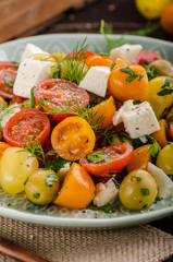 Fresh tomato olives salad feta cheese