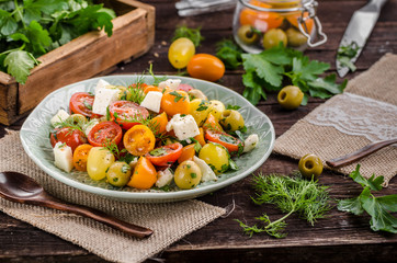 Fresh tomato olives salad feta cheese