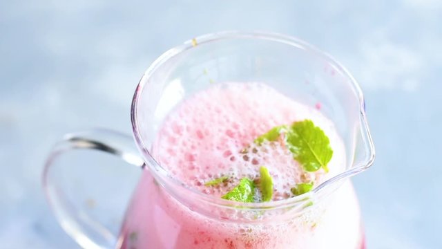Summer raspberry beverage with sparkling water