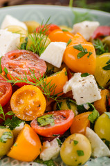 Fresh tomato olives salad feta cheese