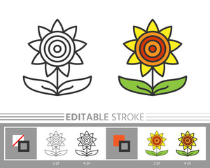 Sunflower linear icon harvest coloring page