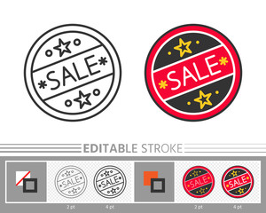 Obraz premium Round sticker sale editable stroke thin line icon