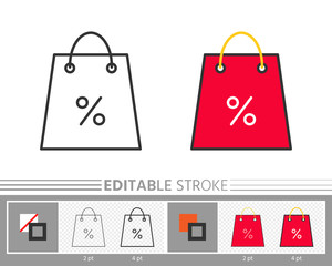 Shopping bag percent clearance sale linear icon